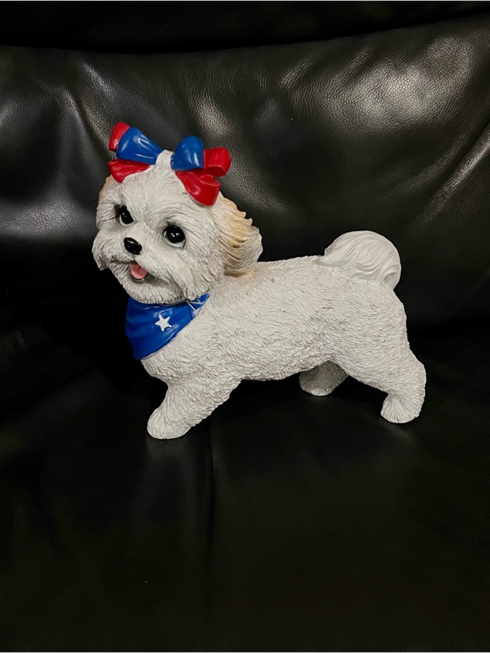 Patriotic Dog with Bows Figurine - Patriotic Dog Figurine